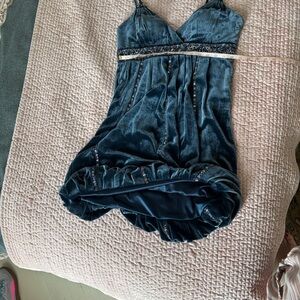 Sue Wong Navy Blue Silk Dress